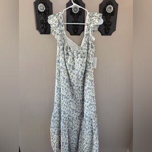 Floral Blue and White Maxi Dress